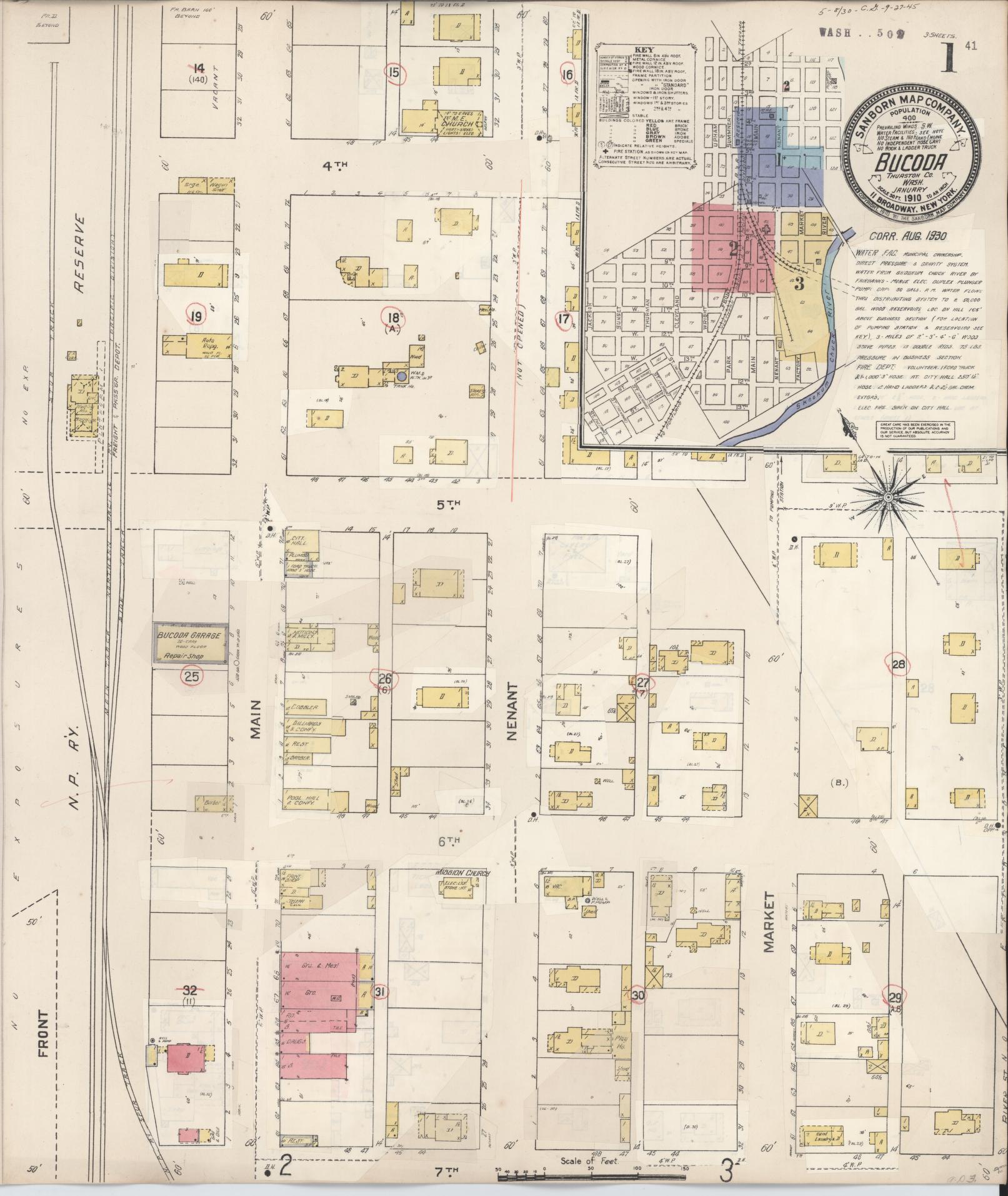 Sanborn Fire Insurance Map from Bucoda, Thurston County, Washington (1930), Sheet #0001 - Complete Map Set gallery image, historic Sanborn map, vintage wall art, Washington Washington