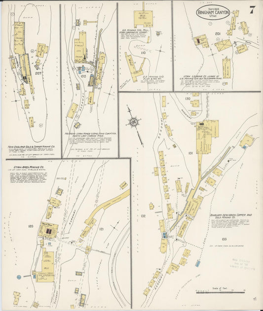 Sanborn Fire Insurance Map from Bingham Canyon, Salt Lake County, Utah (1913), Sheet #0007 - Historic Sanborn Fire Insurance Map Print, vintage old map wall art, antique decor, genealogy gift, Utah Utah map