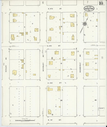 Sanborn Fire Insurance Map from Hereford, Deaf Smith County, Texas (1920), Sheet #0010 - Complete Map Set gallery image, historic Sanborn map, vintage wall art, Texas Texas