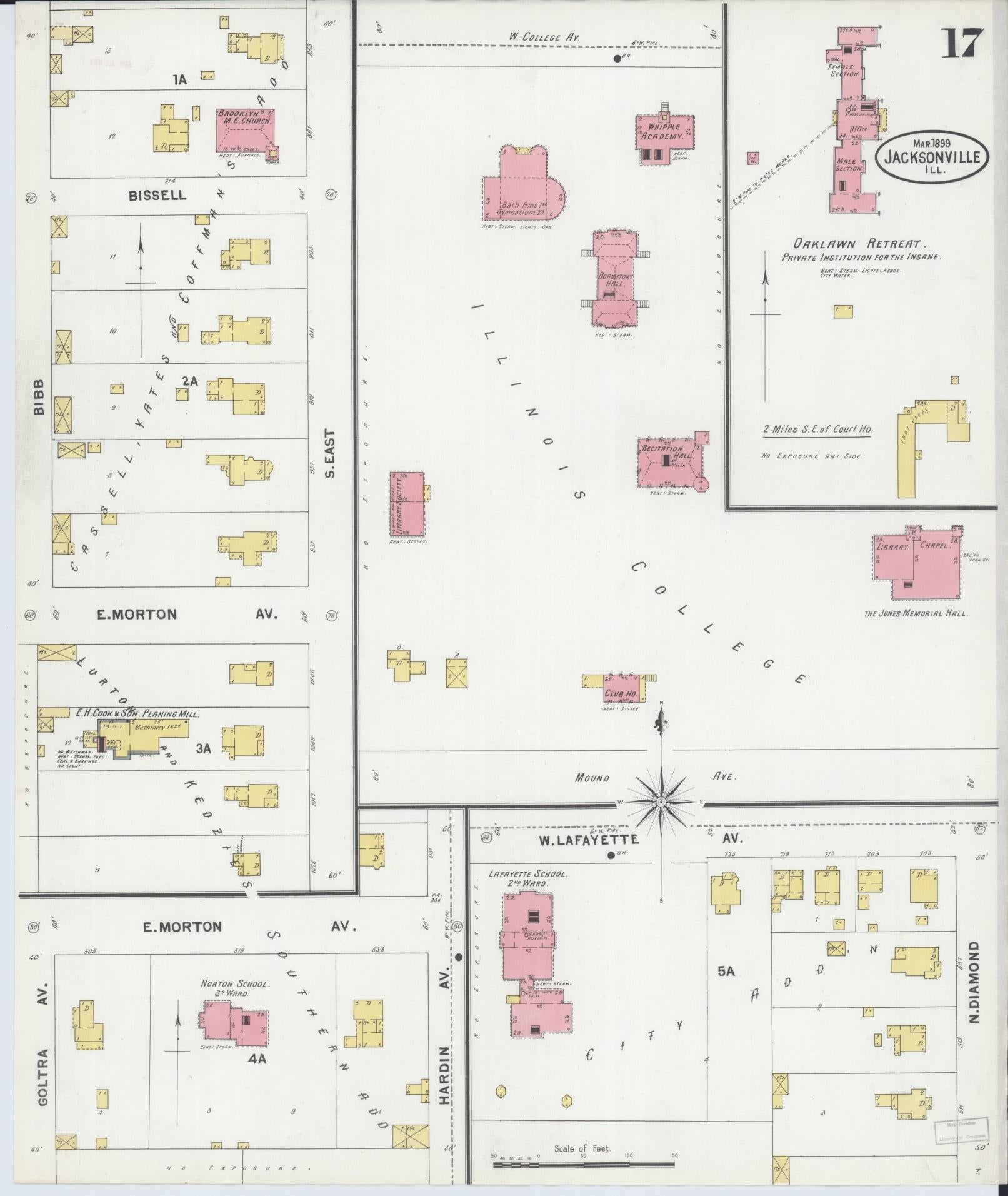 Sanborn Fire Insurance Map from Jacksonville, Morgan County, Illinois. (1899), Sheet 17 – Historic Sanborn Fire Insurance Map Print
