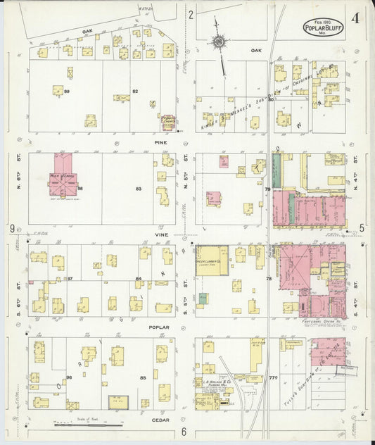 Sanborn Fire Insurance Map from Poplar Bluff, Butler County, Missouri (1910), Sheet #0004 - Historic Sanborn Fire Insurance Map Print, vintage old map wall art, antique decor, genealogy gift, Missouri Missouri map
