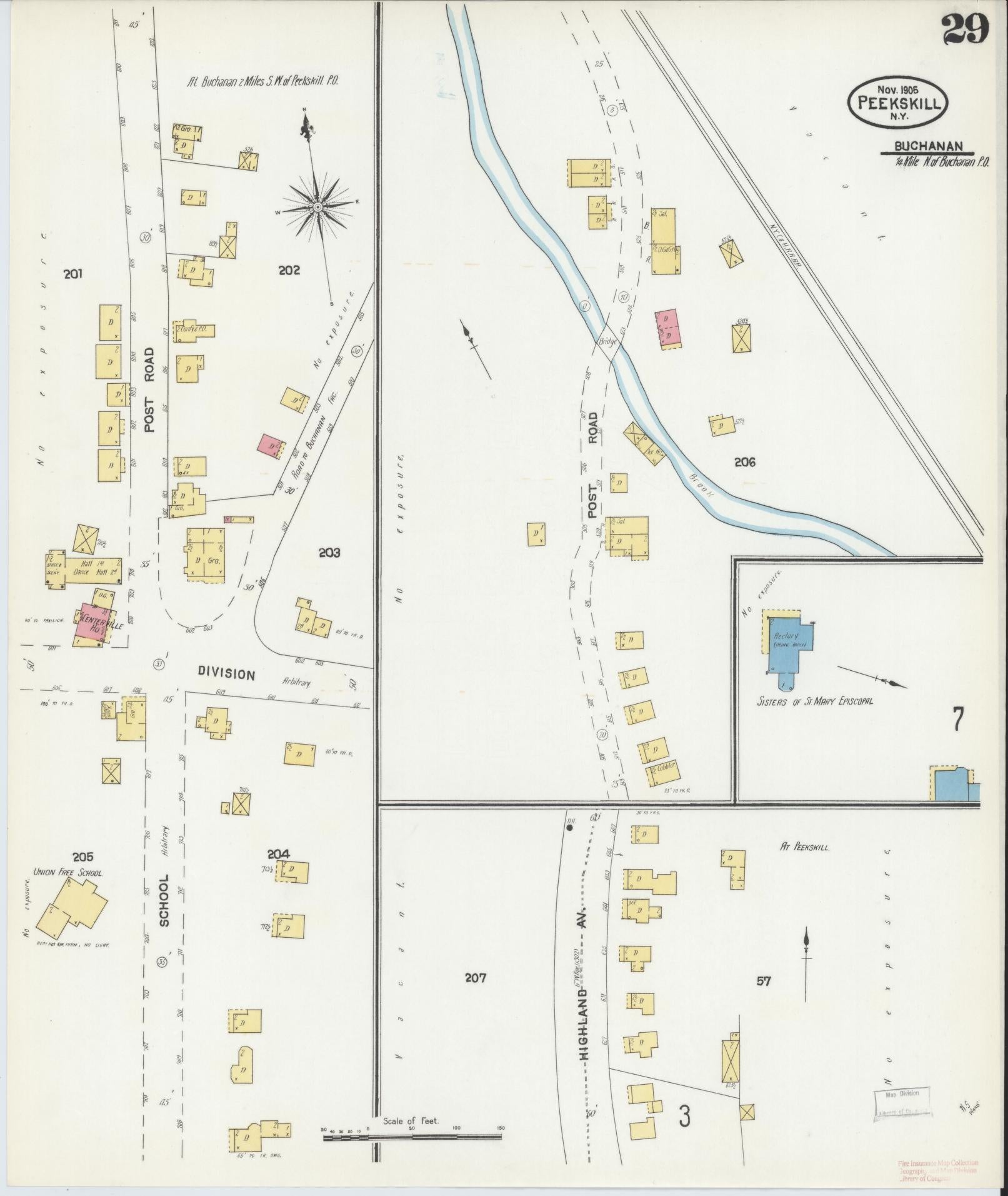 Sanborn Fire Insurance Map from Peekskill, Westchester County, New York (1905), Sheet #0029 - Complete Map Set gallery image, historic Sanborn map, vintage wall art, New York New York