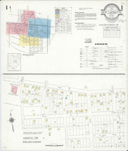 Sanborn Fire Insurance Map from West Lafayette, Coshocton County, Ohio (1939), Sheet #0001 - Historic Sanborn Fire Insurance Map Print, vintage old map wall art, antique decor, genealogy gift, Ohio Ohio map