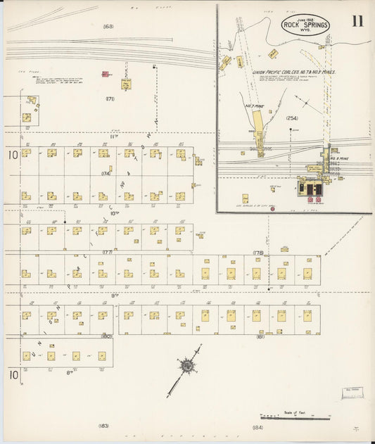 Sanborn Fire Insurance Map from Rock Springs, Sweetwater County, Wyoming (1912), Sheet #0011 - Historic Sanborn Fire Insurance Map Print, vintage old map wall art, antique decor, genealogy gift, Wyoming Wyoming map