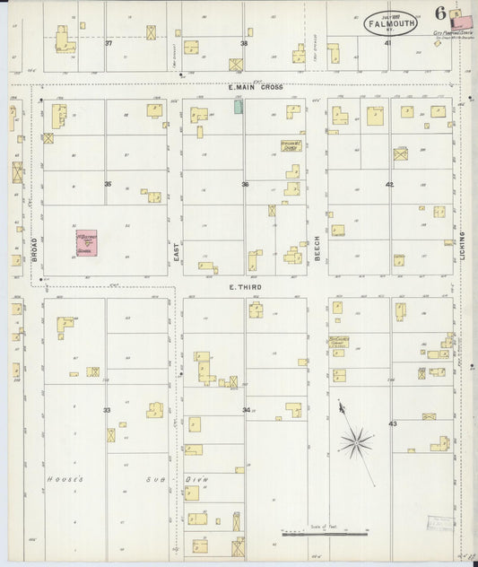 Sanborn Fire Insurance Map from Falmouth, Pendleton County, Kentucky (1897), Sheet #0006 - Historic Sanborn Fire Insurance Map Print, vintage old map wall art, antique decor, genealogy gift, Kentucky Kentucky map