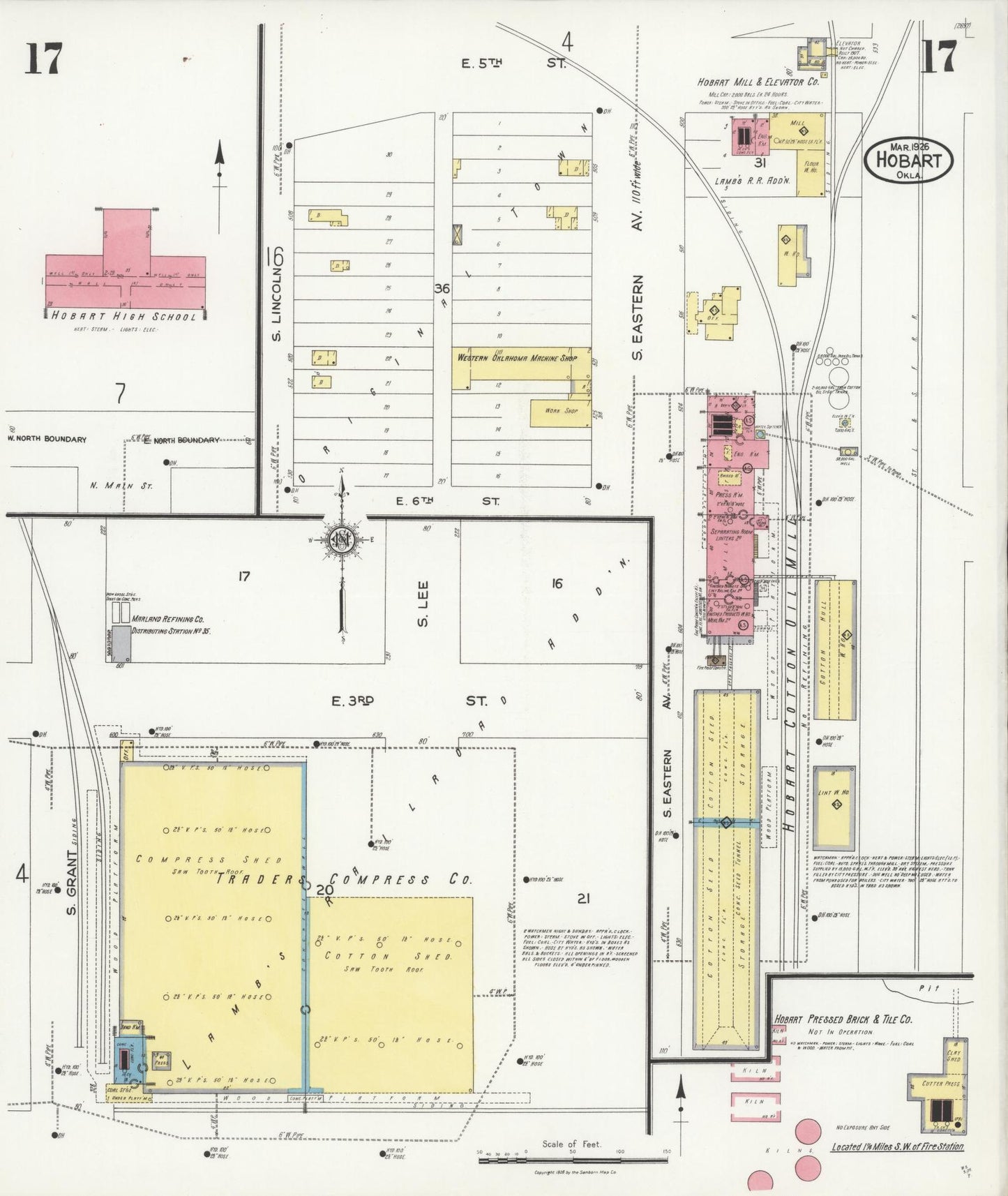 Sanborn Fire Insurance Map from Hobart, Kiowa County, Oklahoma (1926), Sheet #0017 - Complete Map Set gallery image, historic Sanborn map, vintage wall art, Oklahoma Oklahoma