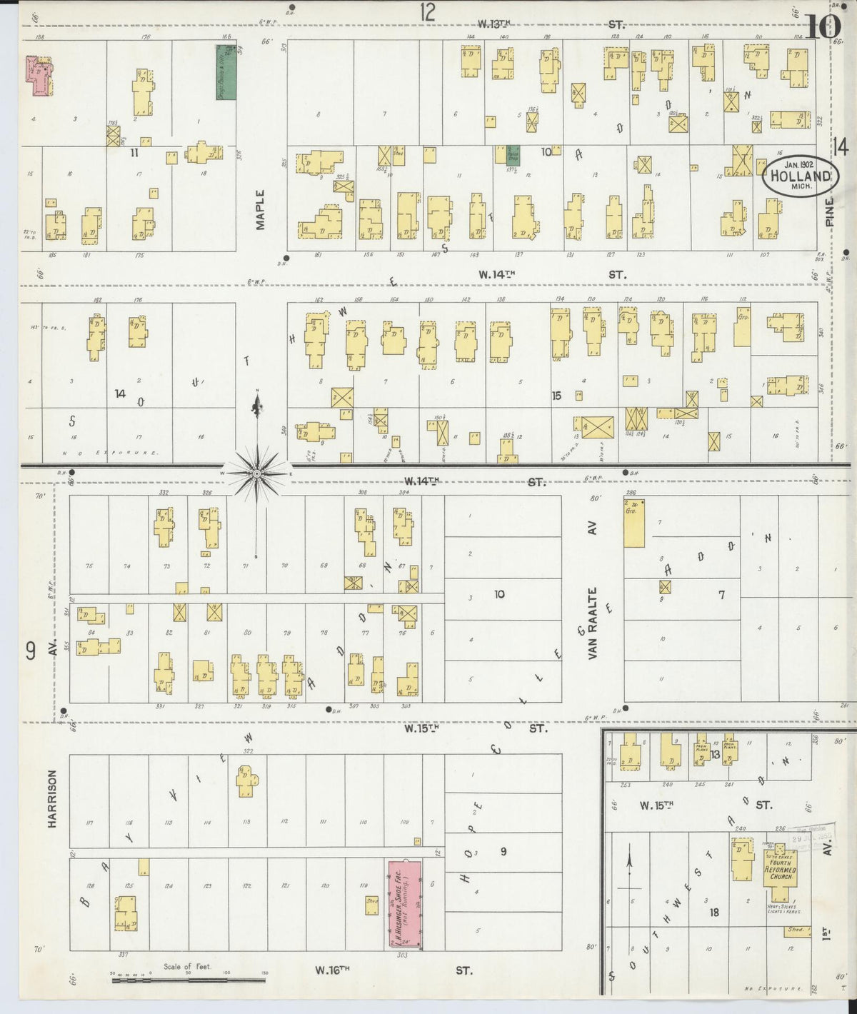 Sanborn Fire Insurance Map from Holland, Ottawa County, Michigan (1902), Sheet #0010 - Historic Sanborn Fire Insurance Map Print, vintage old map wall art, antique decor, genealogy gift, Michigan Michigan map