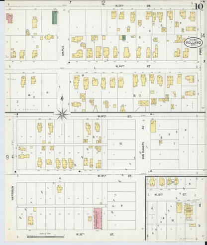 Sanborn Fire Insurance Map from Holland, Ottawa County, Michigan (1902), Sheet #0010 - Historic Sanborn Fire Insurance Map Print, vintage old map wall art, antique decor, genealogy gift, Michigan Michigan map