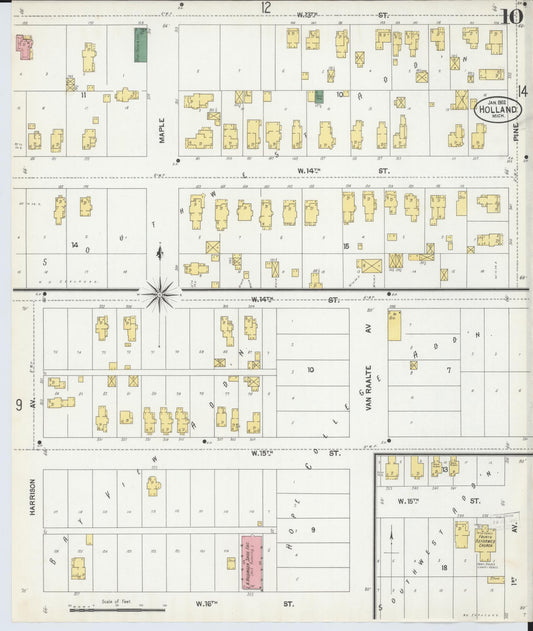 Sanborn Fire Insurance Map from Holland, Ottawa County, Michigan (1902), Sheet #0010 - Historic Sanborn Fire Insurance Map Print, vintage old map wall art, antique decor, genealogy gift, Michigan Michigan map