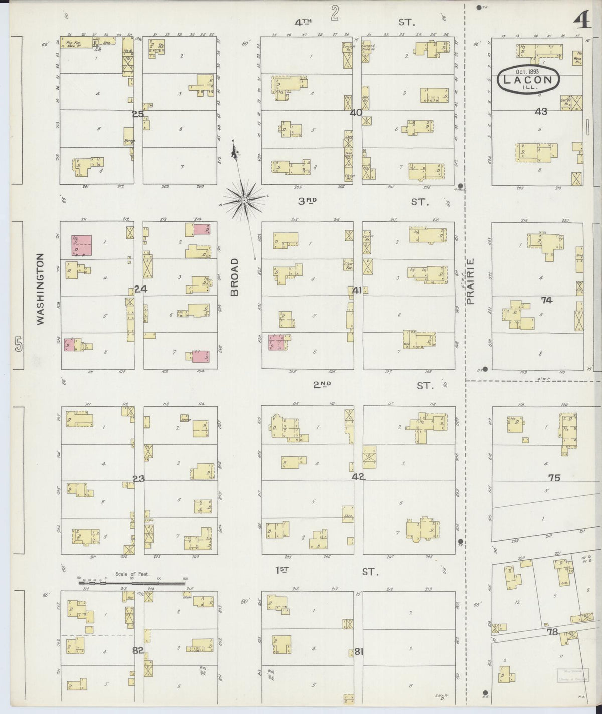 Sanborn Fire Insurance Map from Lacon, Marshall County, Illinois (1893), Sheet #0004 - Historic Sanborn Fire Insurance Map Print, vintage old map wall art, antique decor, genealogy gift, Illinois Illinois map