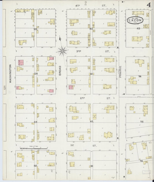 Sanborn Fire Insurance Map from Lacon, Marshall County, Illinois (1893), Sheet #0004 - Historic Sanborn Fire Insurance Map Print, vintage old map wall art, antique decor, genealogy gift, Illinois Illinois map