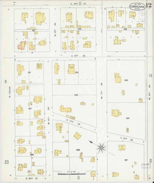 Sanborn Fire Insurance Map from Corsicana, Navarro County, Texas (1900), Sheet #0012 - Historic Sanborn Fire Insurance Map Print, vintage old map wall art, antique decor, genealogy gift, Texas Texas map