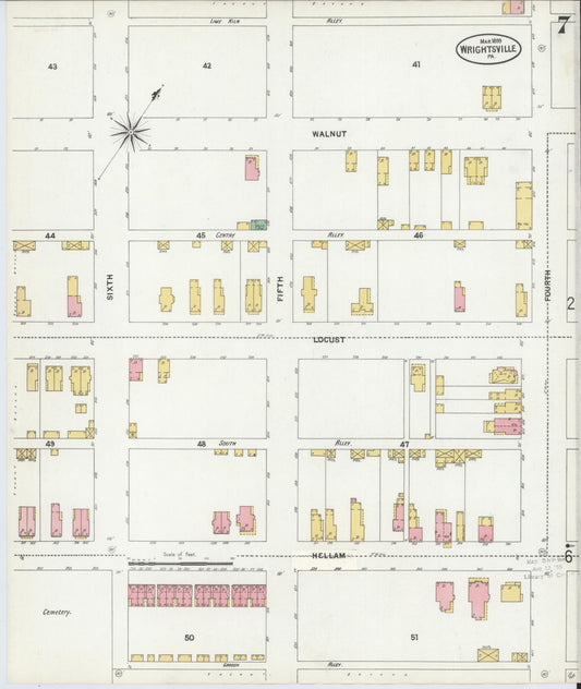 Sanborn Fire Insurance Map from Wrightsville, York County, Pennsylvania (1899), Sheet #0007 - Historic Sanborn Fire Insurance Map Print, vintage old map wall art, antique decor, genealogy gift, Pennsylvania Pennsylvania map