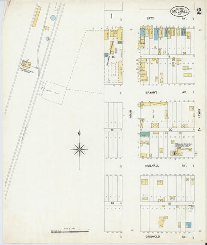 Sanborn Fire Insurance Map from Mulhall, Logan County, Oklahoma (1901), Sheet #0002 - Complete Map Set gallery image, historic Sanborn map, vintage wall art, Oklahoma Oklahoma