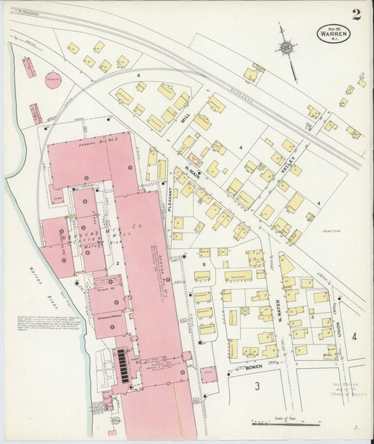Sanborn Fire Insurance Map from Warren, Bristol County, Rhode Island (1911), Sheet #0002 - Complete Map Set gallery image, historic Sanborn map, vintage wall art, Rhode Island Rhode Island