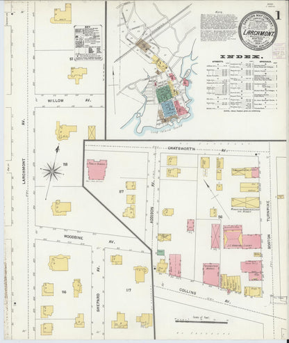 Sanborn Fire Insurance Map from Larchmont, Westchester County, New York (1904), Sheet #0001 - Complete Map Set gallery image, historic Sanborn map, vintage wall art, New York New York
