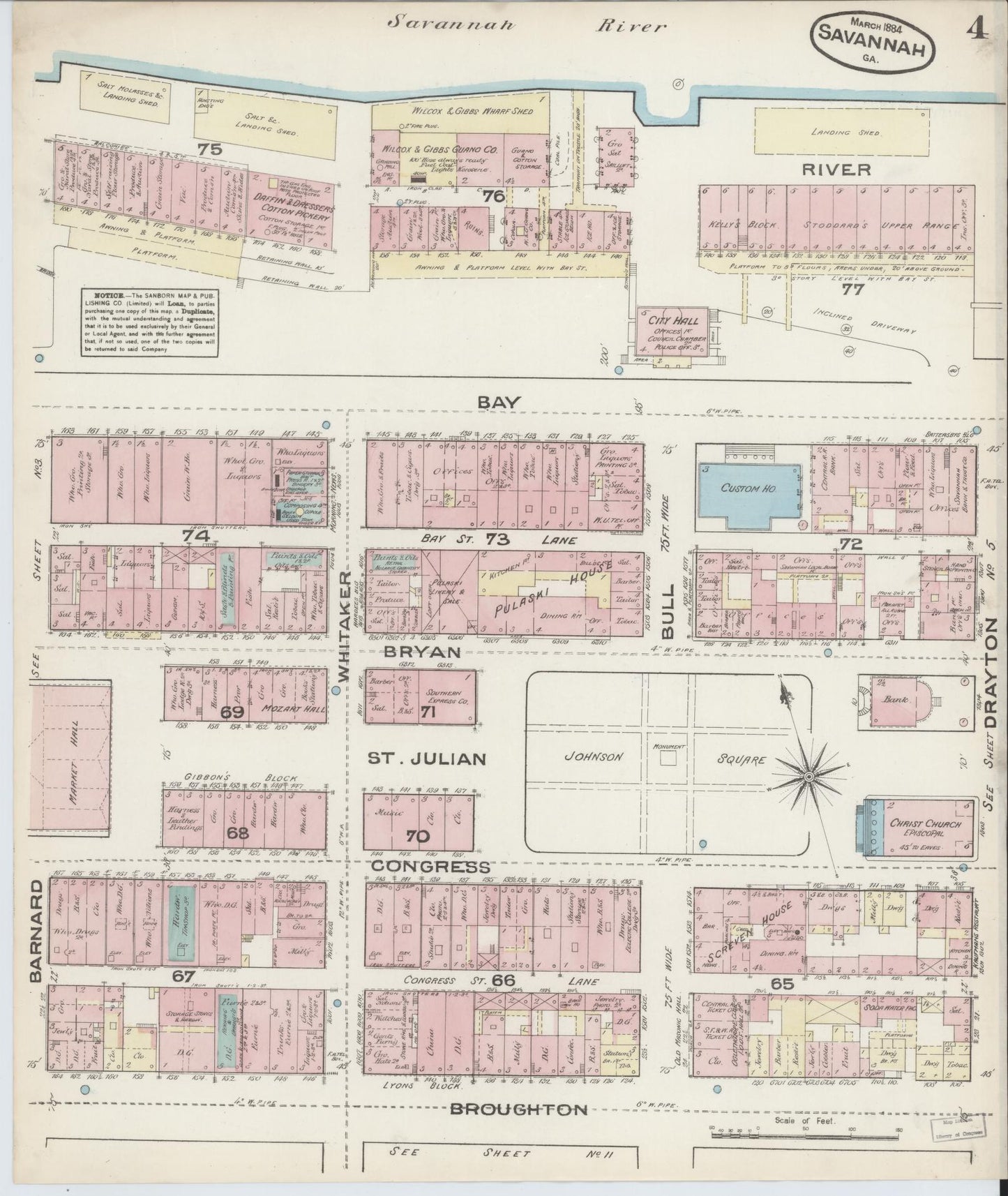 Sanborn Fire Insurance Map from Savannah, Chatham County, Georgia (1884), Sheet #0004 - Complete Map Set gallery image, historic Sanborn map, vintage wall art, Georgia Georgia