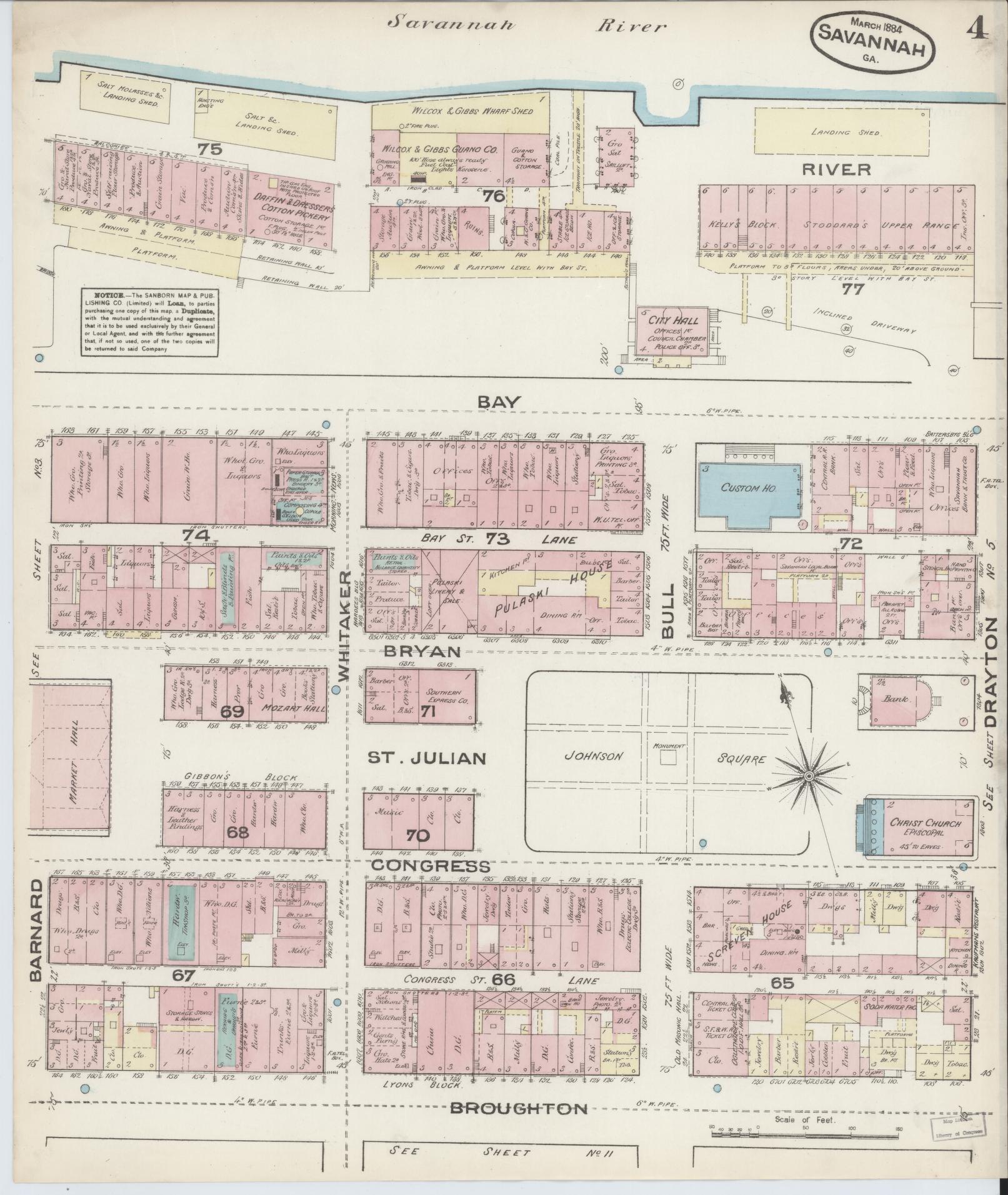 Sanborn Fire Insurance Map from Savannah, Chatham County, Georgia (1884), Sheet #0004 - Complete Map Set gallery image, historic Sanborn map, vintage wall art, Georgia Georgia