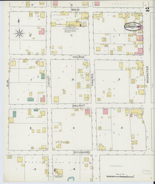 Sanborn Fire Insurance Map from Germantown, Clinton County, Illinois (1894), Sheet #0002 - Historic Sanborn Fire Insurance Map Print, vintage old map wall art, antique decor, genealogy gift, Illinois Illinois map