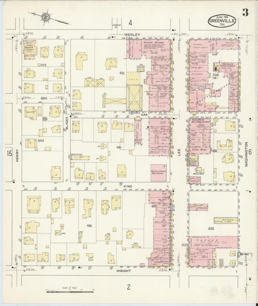 Sanborn Fire Insurance Map from Greenville, Hunt County, Texas (1914), Sheet #0003 - Historic Sanborn Fire Insurance Map Print, vintage old map wall art, antique decor, genealogy gift, Texas Texas map