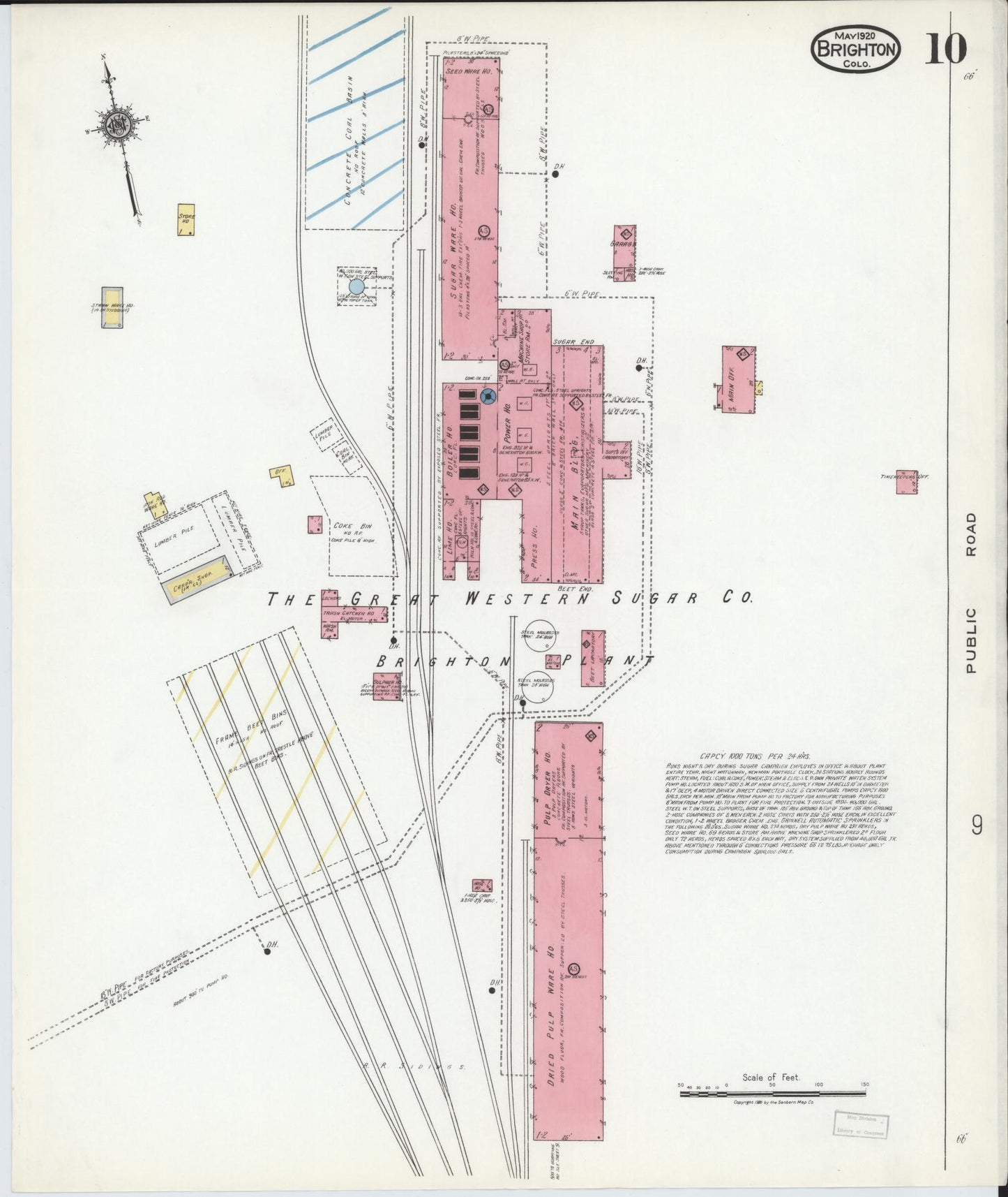 Sanborn Fire Insurance Map from Brighton, Adams County, Colorado (1920), Sheet #0010 - Historic Sanborn Fire Insurance Map Print, vintage old map wall art, antique decor, genealogy gift, Colorado Colorado map