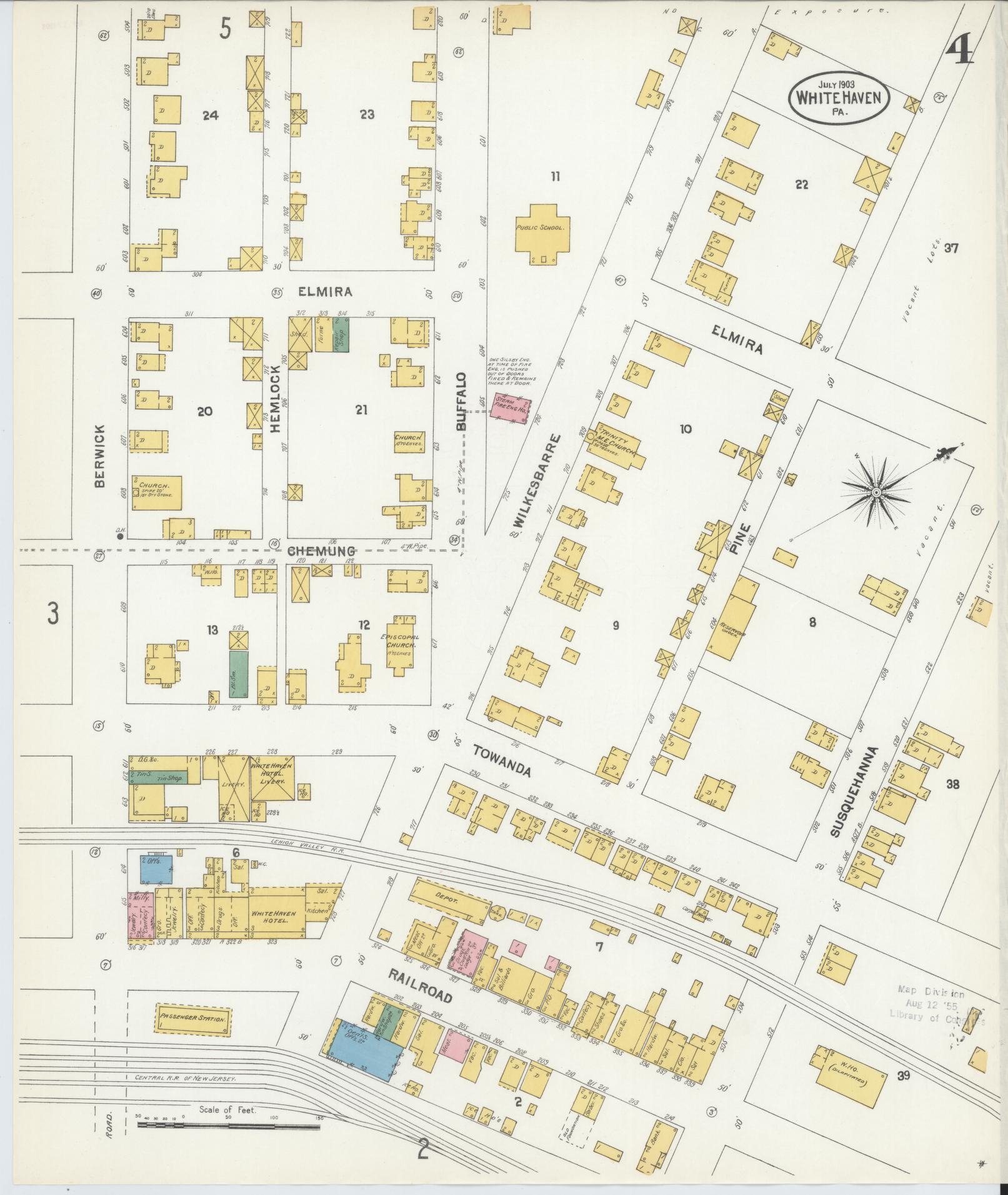 Sanborn Fire Insurance Map from White Haven, Luzerne County, Pennsylvania (1903), Sheet #0004 - Complete Map Set gallery image, historic Sanborn map, vintage wall art, Pennsylvania Pennsylvania