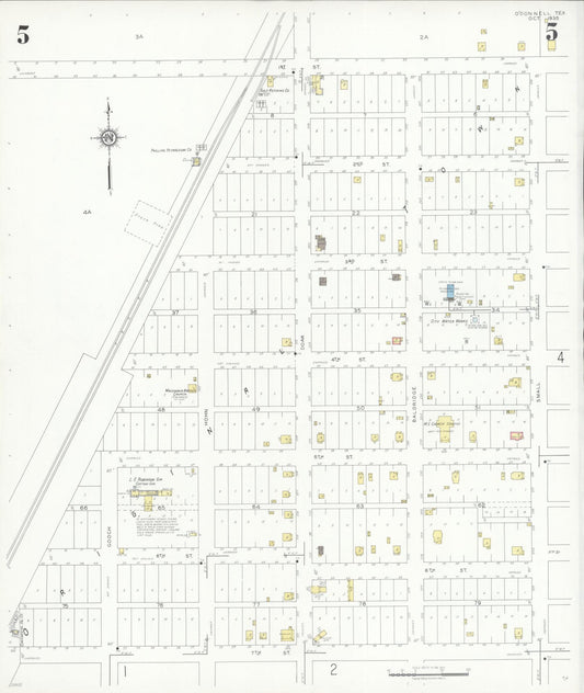 Sanborn Fire Insurance Map from O'Donnell, Lynn And Dawson Counties, Texas (1935), Sheet #0005 - Historic Sanborn Fire Insurance Map Print, vintage old map wall art, antique decor, genealogy gift, Texas Texas map