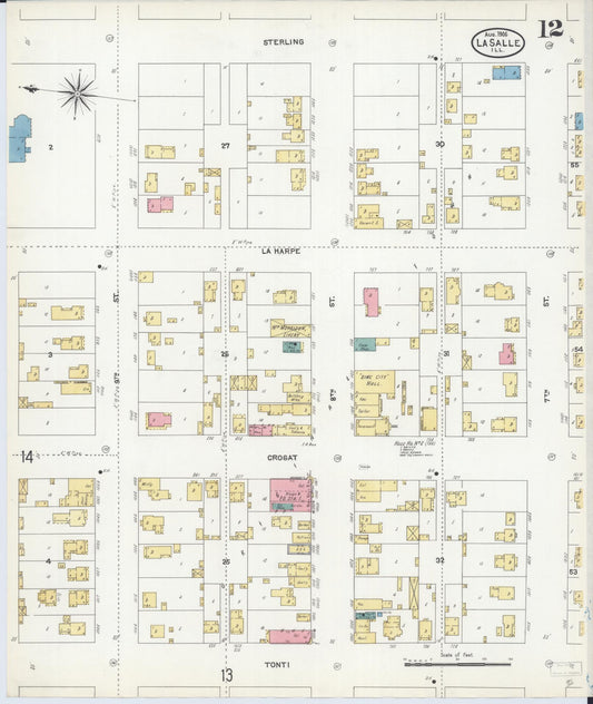 Sanborn Fire Insurance Map from La Salle, La Salle County, Illinois (1906), Sheet #0012 - Historic Sanborn Fire Insurance Map Print, vintage old map wall art, antique decor, genealogy gift, Illinois Illinois map