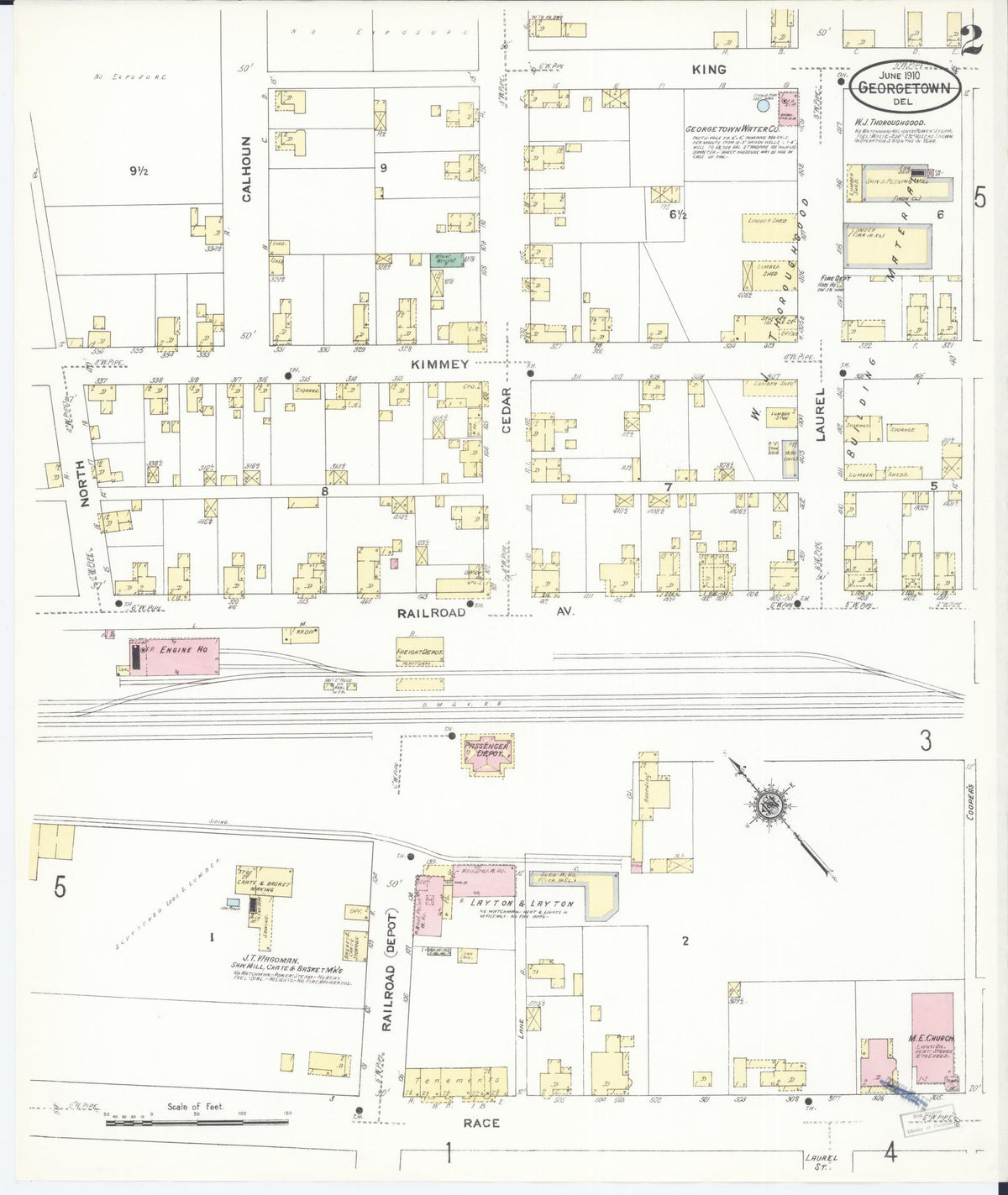 Sanborn Fire Insurance Map from Georgetown, Sussex County, Delaware (1910), Sheet #0002 - Complete Map Set gallery image, historic Sanborn map, vintage wall art, Delaware Delaware