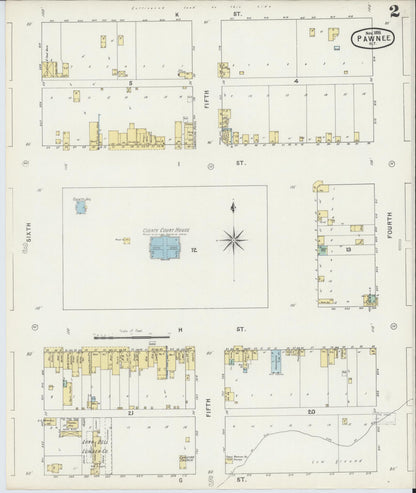 Sanborn Fire Insurance Map from Pawnee, Pawnee County, Oklahoma (1895), Sheet #0002 - Complete Map Set gallery image, historic Sanborn map, vintage wall art, Oklahoma Oklahoma