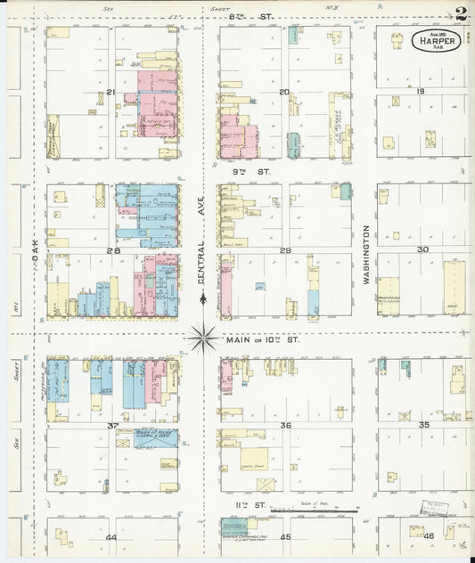 Sanborn Fire Insurance Map from Harper, Harper County, Kansas (1891), Sheet #0002 - Historic Sanborn Fire Insurance Map Print, vintage old map wall art, antique decor, genealogy gift, Kansas Kansas map
