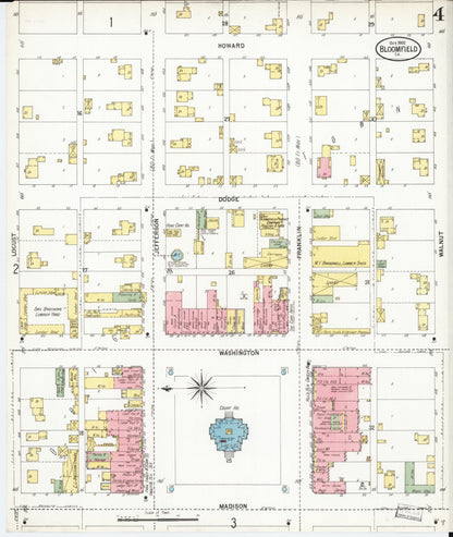 Sanborn Fire Insurance Map from Bloomfield, Davis County, Iowa (1900), Sheet #0004 - Historic Sanborn Fire Insurance Map Print