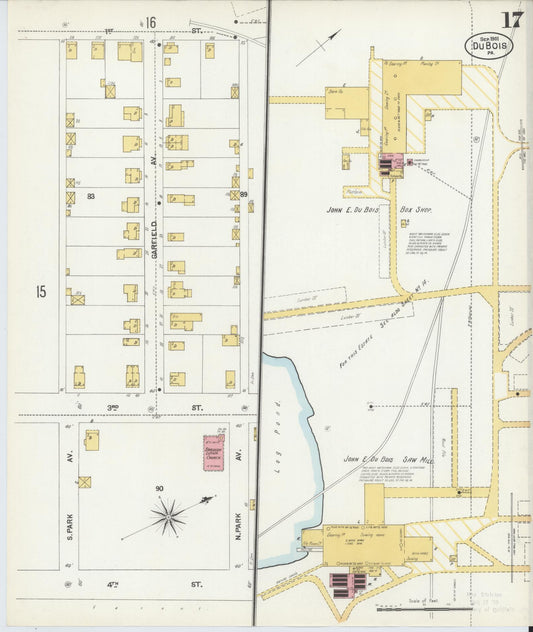 Sanborn Fire Insurance Map from Du Bois, Clearfield County, Pennsylvania (1901), Sheet #0017 - Historic Sanborn Fire Insurance Map Print, vintage old map wall art, antique decor, genealogy gift, Pennsylvania Pennsylvania map