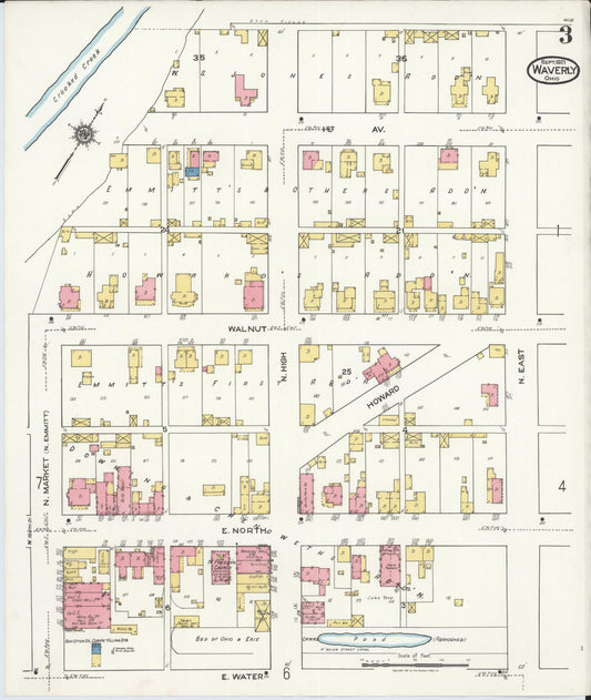 Sanborn Fire Insurance Map from Waverly, Pike County, Ohio (1921), Sheet #0003 - Historic Sanborn Fire Insurance Map Print, vintage old map wall art, antique decor, genealogy gift, Ohio Ohio map