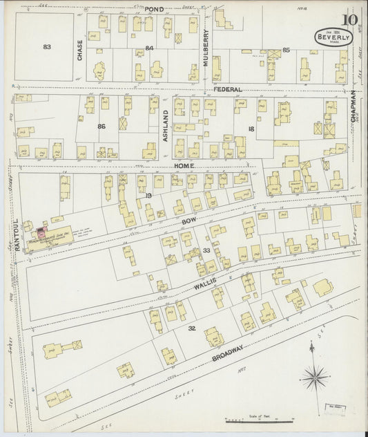 Sanborn Fire Insurance Map from Beverly, Essex County, Massachusetts (1891), Sheet #0010 - Historic Sanborn Fire Insurance Map Print, vintage old map wall art, antique decor, genealogy gift, Massachusetts Massachusetts map