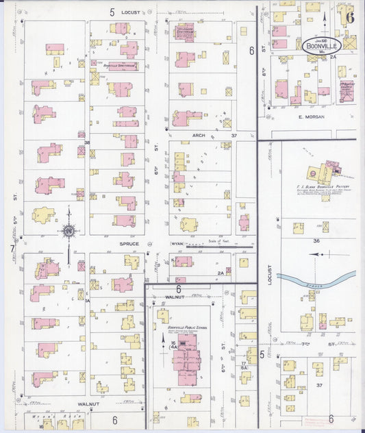 Sanborn Fire Insurance Map from Boonville, Cooper County, Missouri (1910), Sheet #0006 - Historic Sanborn Fire Insurance Map Print, vintage old map wall art, antique decor, genealogy gift, Missouri Missouri map