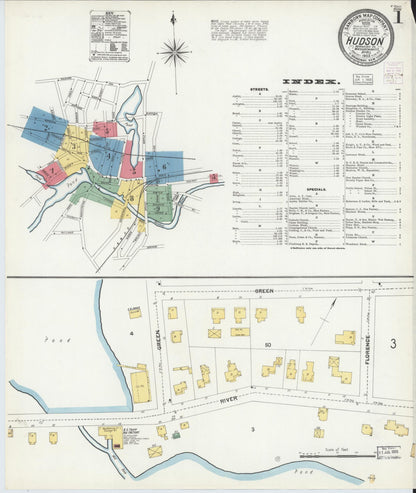 Sanborn Fire Insurance Map from Hudson, Middlesex County, Massachusetts (1903), Sheet #0001 - Complete Map Set gallery image, historic Sanborn map, vintage wall art, Massachusetts Massachusetts
