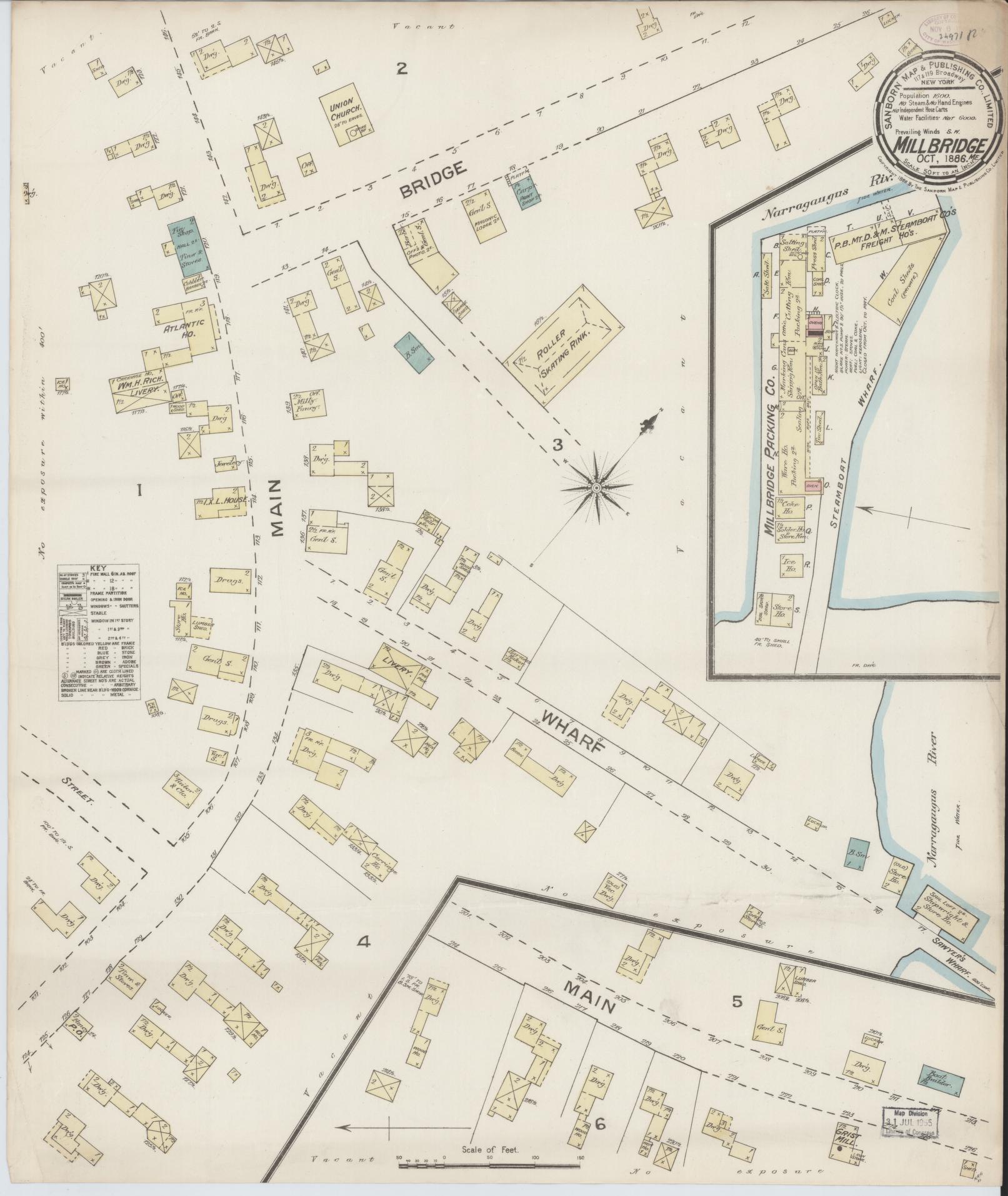 Sanborn Fire Insurance Map from Millbridge, Washington County, Maine. (1886) – Historic Sanborn Fire Insurance Map Print