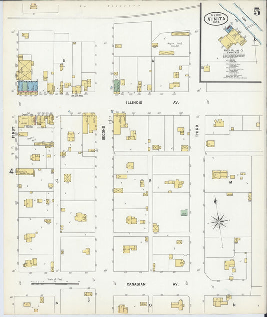 Sanborn Fire Insurance Map from Vinita, Craig County, Oklahoma (1900), Sheet #0005 - Historic Sanborn Fire Insurance Map Print, vintage old map wall art, antique decor, genealogy gift, Oklahoma Oklahoma map