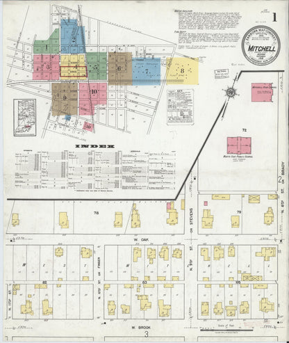 Sanborn Fire Insurance Map from Mitchell, Lawrence County, Indiana (1918), Sheet #0001 - Historic Sanborn Fire Insurance Map Print, vintage old map wall art, antique decor, genealogy gift, Indiana Indiana map