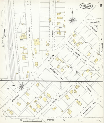 Sanborn Fire Insurance Map from Chehalis, Lewis County, Washington (1896), Sheet #0006 - Complete Map Set gallery image, historic Sanborn map, vintage wall art, Washington Washington