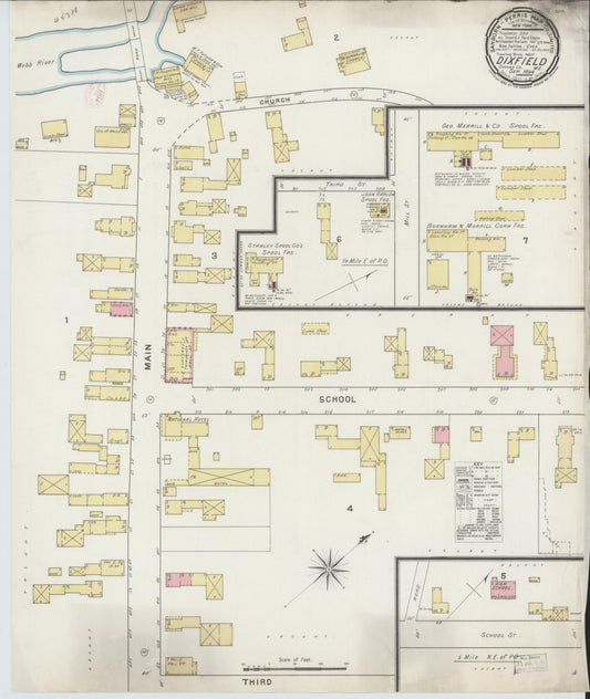 Sanborn Fire Insurance Map from Dixfield, Oxford County, Maine (1894), Sheet #0001 - Historic Sanborn Fire Insurance Map Print, vintage old map wall art, antique decor, genealogy gift, Maine Maine map