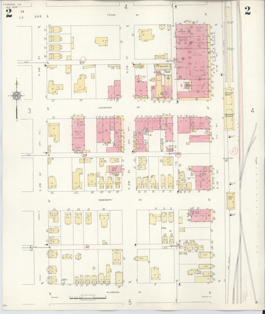 Sanborn Fire Insurance Map from Ferriday, Concordia Parish, Louisiana (1938), Sheet #0002 - Historic Sanborn Fire Insurance Map Print, vintage old map wall art, antique decor, genealogy gift, Louisiana Louisiana map