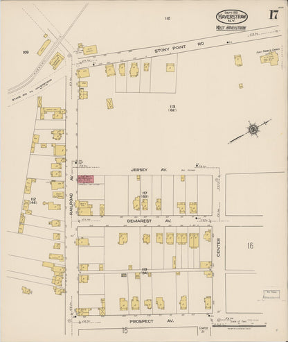 Sanborn Fire Insurance Map from Haverstraw, Rockland County, New York (1921), Sheet #0017 - Historic Sanborn Fire Insurance Map Print, vintage old map wall art, antique decor, genealogy gift, New York New York map