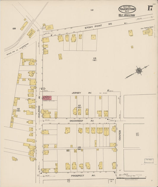 Sanborn Fire Insurance Map from Haverstraw, Rockland County, New York (1921), Sheet #0017 - Historic Sanborn Fire Insurance Map Print, vintage old map wall art, antique decor, genealogy gift, New York New York map