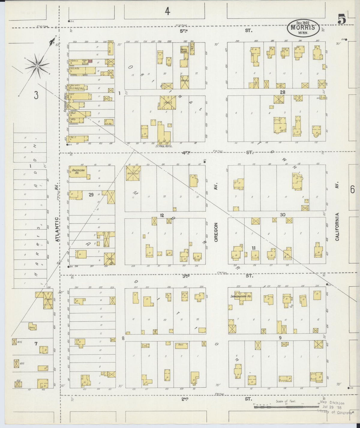 Sanborn Fire Insurance Map from Morris, Stevens County, Minnesota (1902), Sheet #0005 - Complete Map Set gallery image, historic Sanborn map, vintage wall art, Minnesota Minnesota