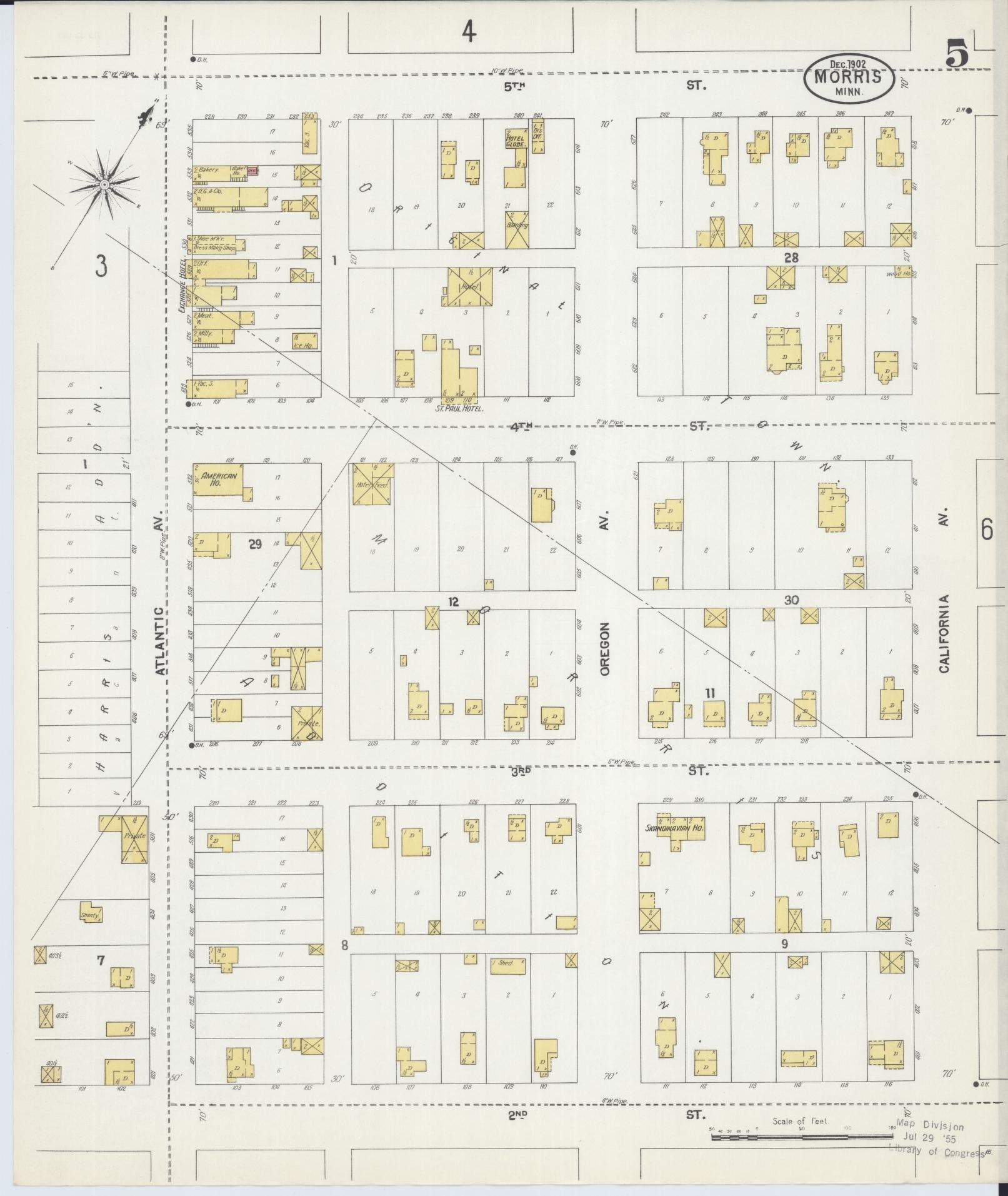 Sanborn Fire Insurance Map from Morris, Stevens County, Minnesota (1902), Sheet #0005 - Complete Map Set gallery image, historic Sanborn map, vintage wall art, Minnesota Minnesota