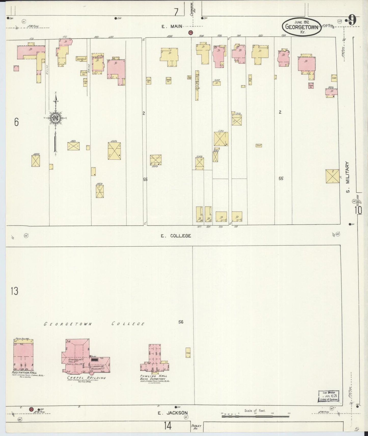 Sanborn Fire Insurance Map from Georgetown, Scott County, Kentucky (1912), Sheet #0009 - Complete Map Set gallery image, historic Sanborn map, vintage wall art, Kentucky Kentucky