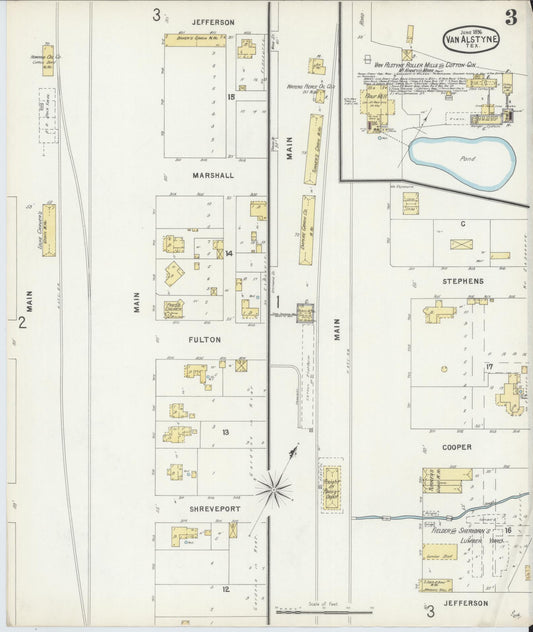 Sanborn Fire Insurance Map from Van Alstyne, Grayson County, Texas (1896), Sheet #0003 - Historic Sanborn Fire Insurance Map Print, vintage old map wall art, antique decor, genealogy gift, Texas Texas map