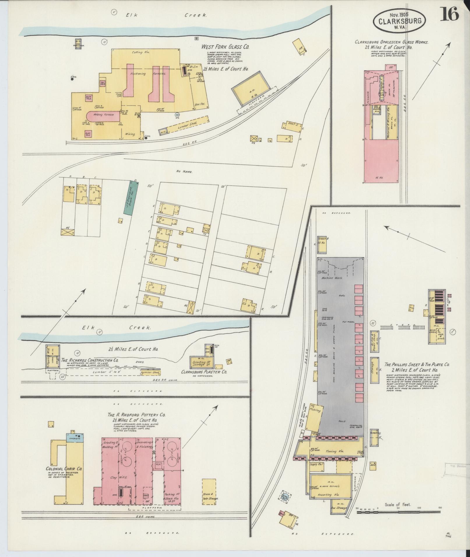 Sanborn Fire Insurance Map from Clarksburg, Harrison County, West Virginia (1905), Sheet #0016 - Complete Map Set gallery image, historic Sanborn map, vintage wall art, West Virginia West Virginia
